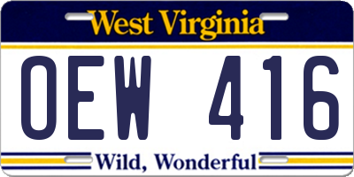 WV license plate OEW416