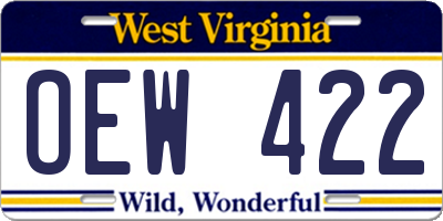 WV license plate OEW422