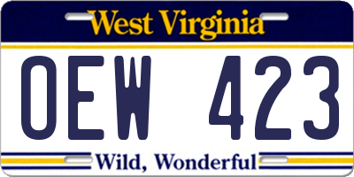 WV license plate OEW423