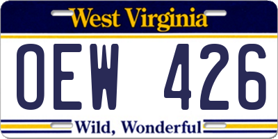 WV license plate OEW426