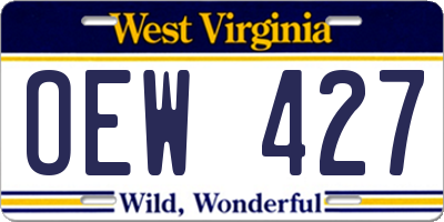 WV license plate OEW427