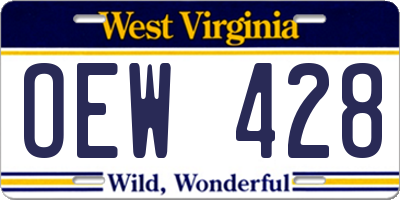 WV license plate OEW428