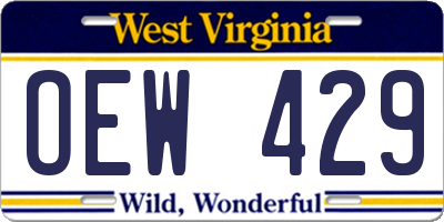 WV license plate OEW429