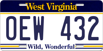 WV license plate OEW432