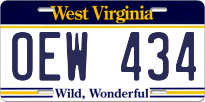 WV license plate OEW434