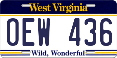 WV license plate OEW436