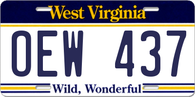 WV license plate OEW437
