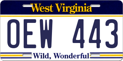 WV license plate OEW443