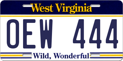 WV license plate OEW444