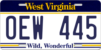 WV license plate OEW445