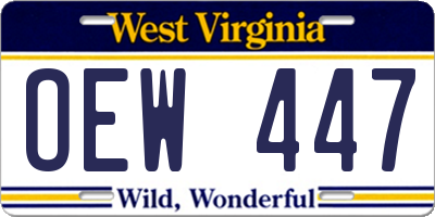 WV license plate OEW447