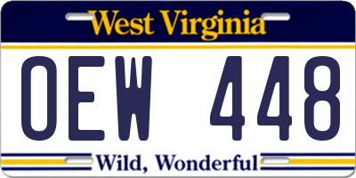 WV license plate OEW448