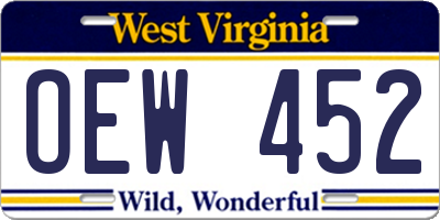 WV license plate OEW452