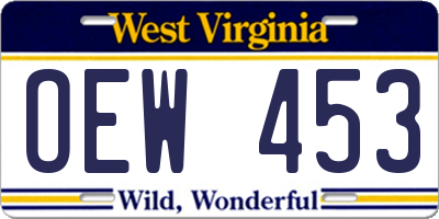 WV license plate OEW453