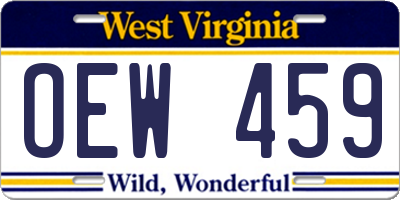 WV license plate OEW459