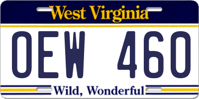 WV license plate OEW460