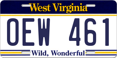 WV license plate OEW461