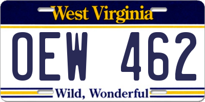 WV license plate OEW462