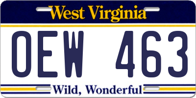 WV license plate OEW463