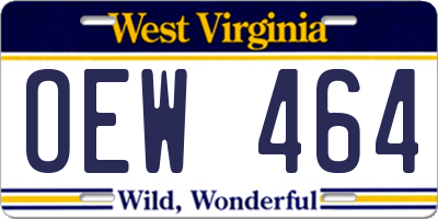 WV license plate OEW464