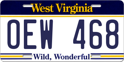 WV license plate OEW468