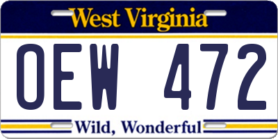 WV license plate OEW472