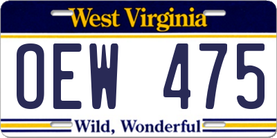 WV license plate OEW475