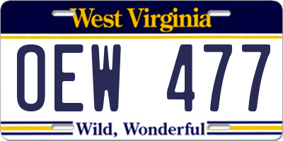 WV license plate OEW477