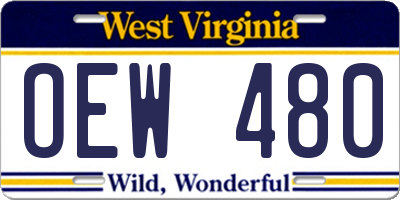 WV license plate OEW480