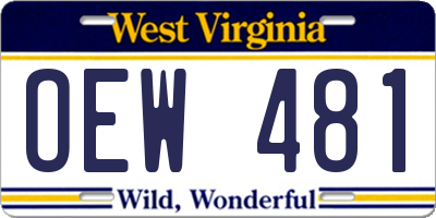 WV license plate OEW481