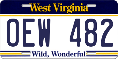 WV license plate OEW482