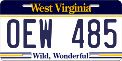 WV license plate OEW485