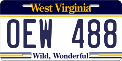 WV license plate OEW488