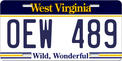 WV license plate OEW489