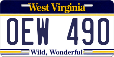 WV license plate OEW490