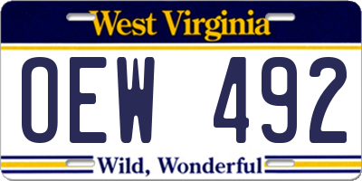WV license plate OEW492