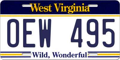 WV license plate OEW495