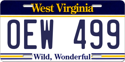WV license plate OEW499