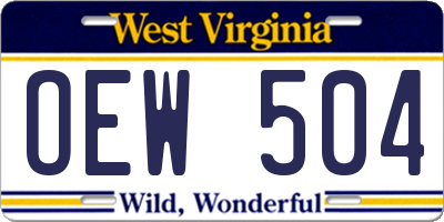 WV license plate OEW504