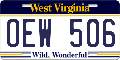 WV license plate OEW506