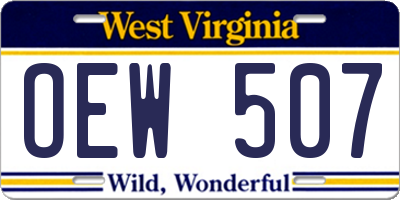 WV license plate OEW507