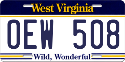 WV license plate OEW508