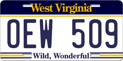 WV license plate OEW509