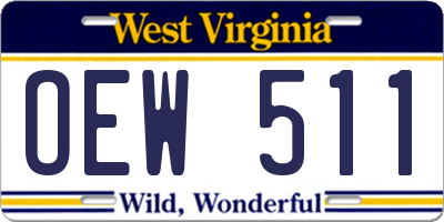 WV license plate OEW511