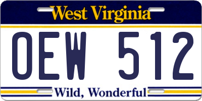 WV license plate OEW512