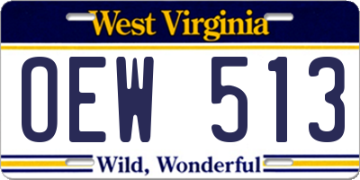 WV license plate OEW513