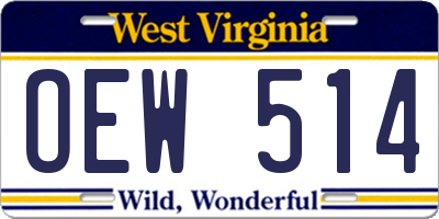 WV license plate OEW514