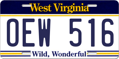 WV license plate OEW516