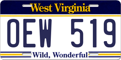 WV license plate OEW519