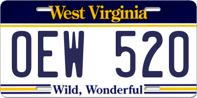 WV license plate OEW520